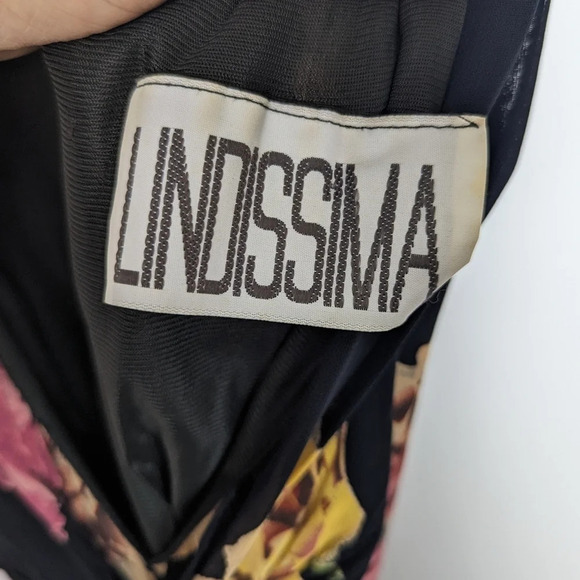 Vintage 80- 90's Y2K LINDISSIMA sz 6 Floral Maxi Gown Dress Open Back Chiffon - Picture 10 of 13